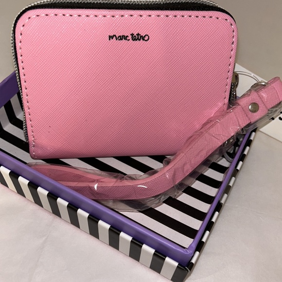Marc Tetro Yorkie Terrier Pink Zip Around Small Wristlet Wallet NIB - Picture 5 of 7
